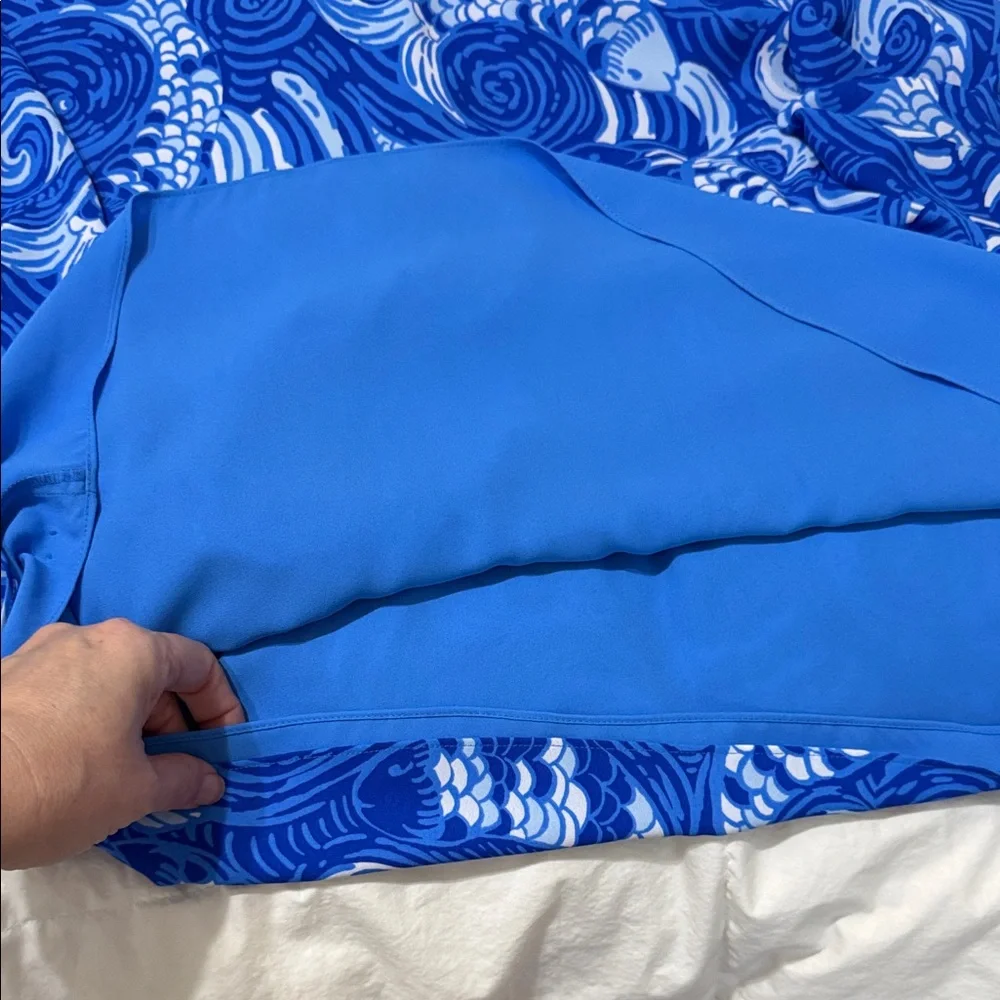 Lilly Pulitzer Blue & White Offishal Print Reversible Blouse NEW XL - Picture 10 of 14